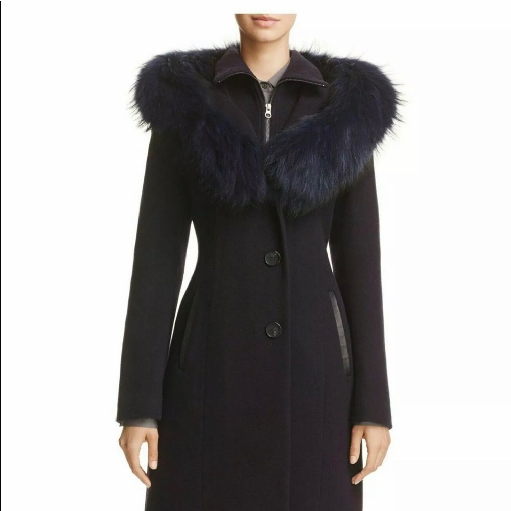 New Mackage Mila Fur Trim Cashmere/Wool Coat